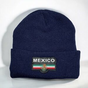 Thermal Winter Beanie with Embroidered Mexico Logo, Navy